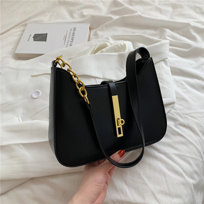 Vintage Half Moon Chain Shoulder Bag for Women