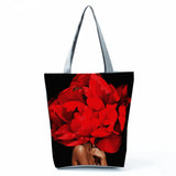 Floral Feathers Woman Abstract Painting Shoulder Bag
