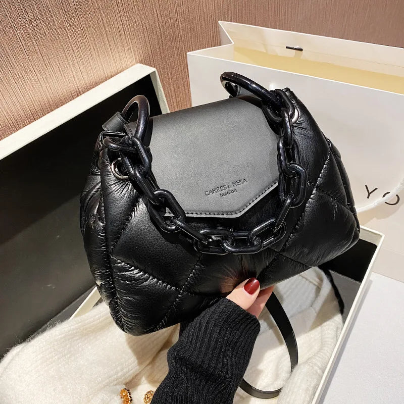Winter Shoulder Bag Quilted Handbag Chain Crossbody