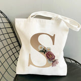 Custom Flower Letter Bucket Name Anime Tote Bag