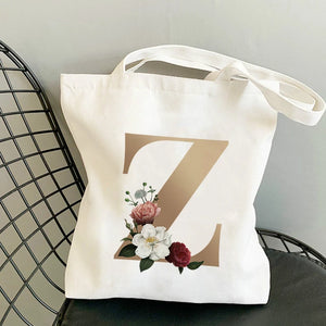 Custom Flower Letter Bucket Name Anime Tote Bag
