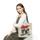 Dog Print Eco Reusable Shoulder Bag High Capacity Handbag