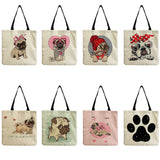 Dog Print Eco Reusable Shoulder Bag High Capacity Handbag