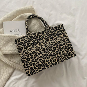 Striped Vintage Top Handle Shopper Bag Large Capacity PU Leather Handbags