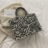 Striped Vintage Top Handle Shopper Bag Large Capacity PU Leather Handbags