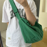 Canvas Messenger Shoulder Bag Literary Retro Bucket Bag