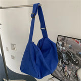 Canvas Messenger Shoulder Bag Literary Retro Bucket Bag