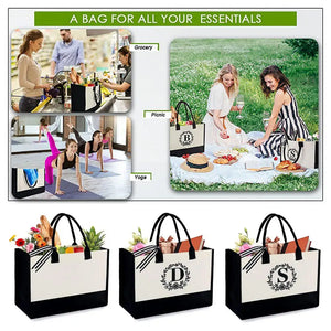 Letter Printed Square Tote Bag High Capacity Storage Mother's Gift