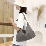 Canvas Tote Bag Lightweight Shoulder Bags Solid Color Handbag