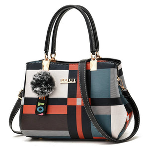 Women's Hairball Crossbody Shoulder Bag PU Leather Tote Handbag