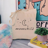 Moonchild Canvas Tote Bag Korea Handbag Kpop Shopping Bag Women Reusable Bag