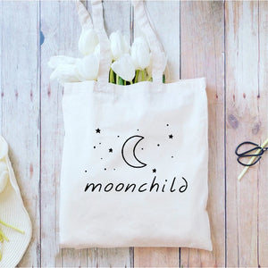 Moonchild Canvas Tote Bag Korea Handbag Kpop Shopping Bag Women Reusable Bag