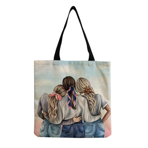 Cartoon Sisters Tote Bag Eco-Friendly High Capacity Beach Bag