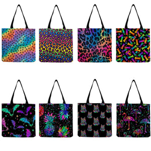 Colorful Print Tote Bag Large Capacity Foldable
