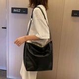 Rivet Chain Shoulder Bag Soft Leather Large Capacity Messenger Bag