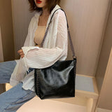Rivet Chain Shoulder Bag Soft Leather Large Capacity Messenger Bag