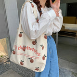Canvas Shoulder Bag Smiley Cow Print Large Capacity Handbags