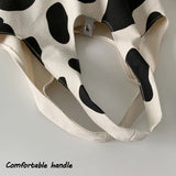 Canvas Shoulder Bag Smiley Cow Print Large Capacity Handbags