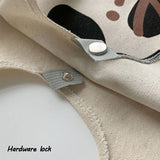 Canvas Shoulder Bag Smiley Cow Print Large Capacity Handbags