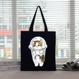 Cat Canvas Tote Bag Women's Eco Friendly Handbag