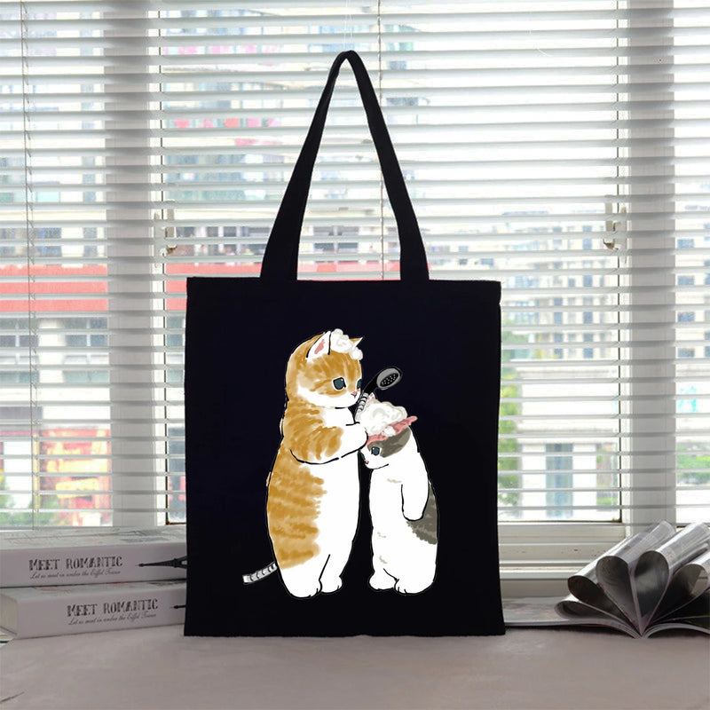 Cat Canvas Tote Bag Women's Eco Friendly Handbag
