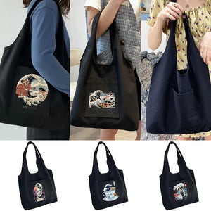 Canvas Tote Bag Women's Shopper Wave Bolsas Eco Handbag