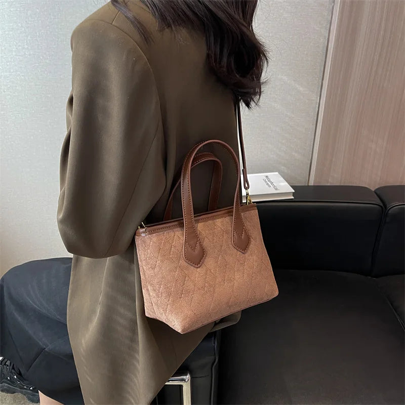 Large Capacity Women's Crossbody Bag Patchwork Retro Shoulder Bag