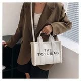 Women's Rough Selvedge Tote Bag Solid Colors Shoulder Handbag