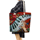 Music Note Print Tote Bag Travel Graphic High Capacity Shoulder Handbag