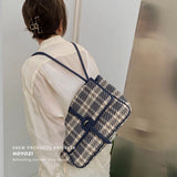 Plaid Canvas Tote Bag Women Shoulder Handbag Large Capacity