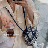 Plaid Canvas Tote Bag Women Shoulder Handbag Large Capacity