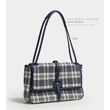 Plaid Canvas Tote Bag Women Shoulder Handbag Large Capacity