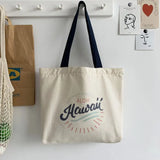 Canvas Tote Bag for Women Large Capacity Letter Print Student Commuter