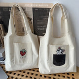 Literature Fresh Class Canvas Tote Bag for Women Student Shoulder