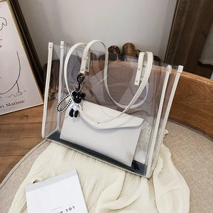 Women's Transparent Jelly Shoulder Handbag Tote Bag