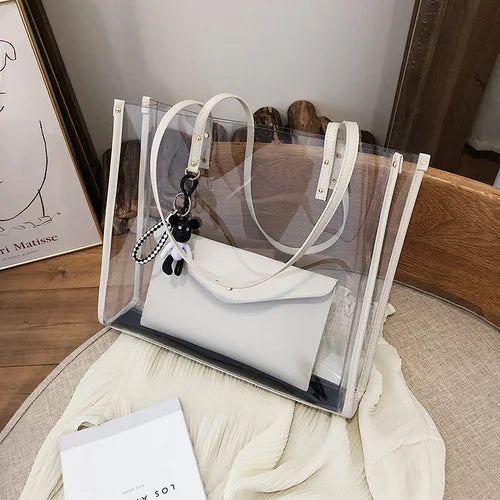 Women's Transparent Jelly Shoulder Handbag Tote Bag