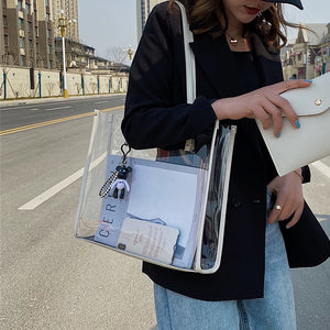 Women's Transparent Jelly Shoulder Handbag Tote Bag