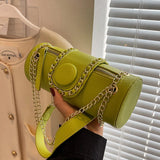Barrel Shaped Summer Handbag PU Leather Women's Messenger Bag