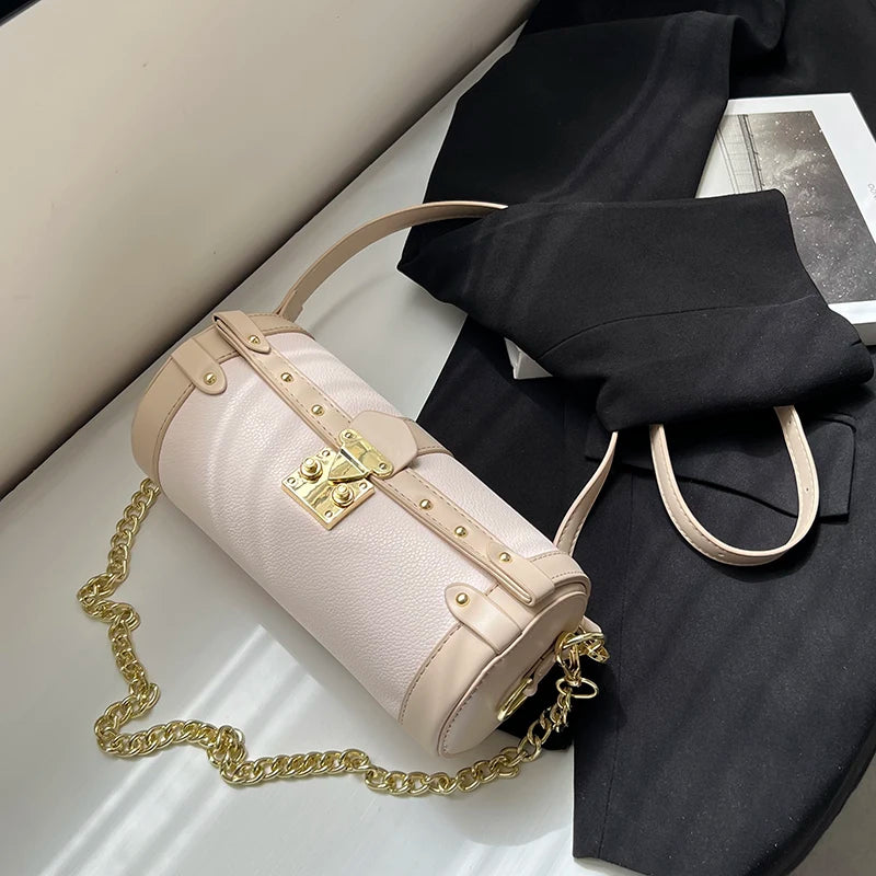 Barrel Shaped Summer Handbag PU Leather Women's Shoulder Bag