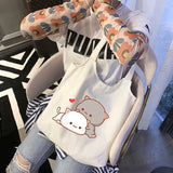 Cat Graphic Canvas Shoulder Bag for Women