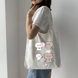 Cat Graphic Canvas Shoulder Bag for Women