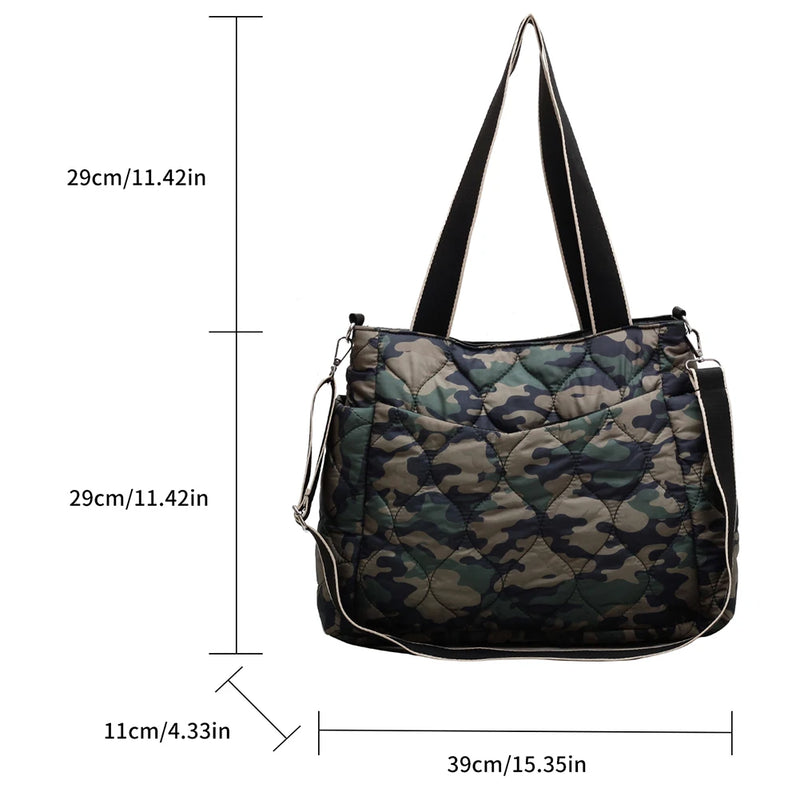 Large Capacity Nylon Crossbody Bag Solid Shoulder Handbag