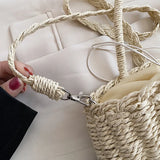 Retro Summer Beach Bag Rattan Handbag Women Hand-woven Straw Shoulder Bag