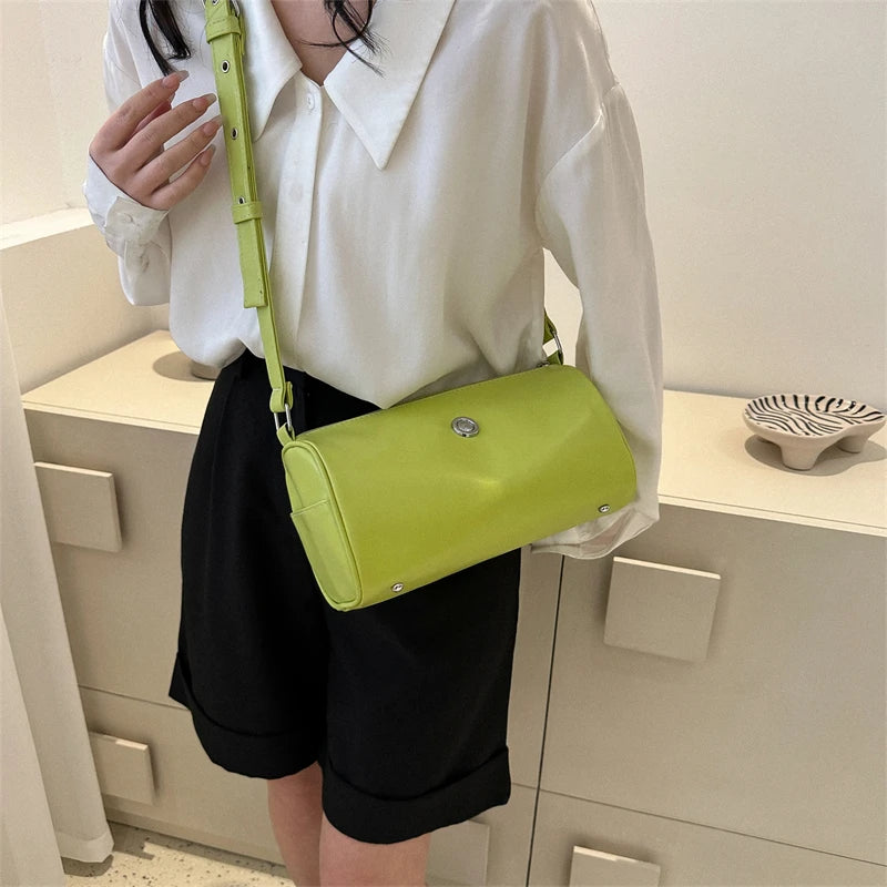 Vintage Small Barrel-shaped Messenger Bag for Women