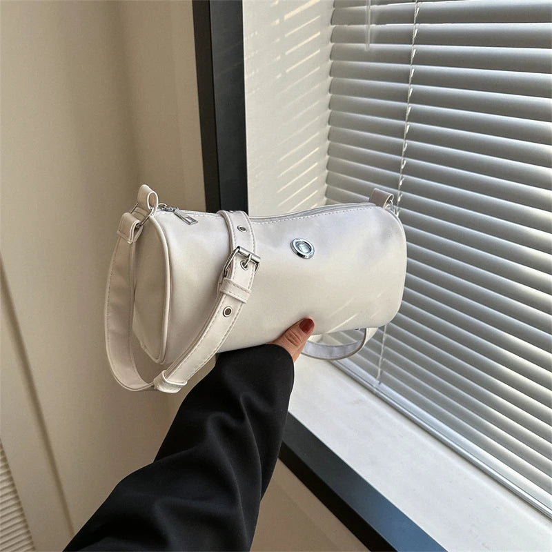 Vintage Small Barrel-shaped Messenger Bag for Women
