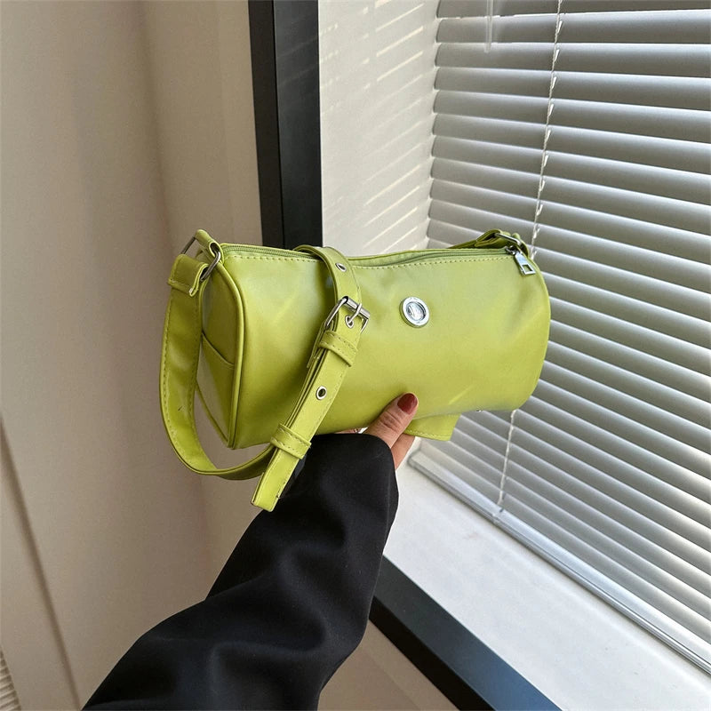 Vintage Small Barrel-shaped Messenger Bag for Women