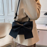 Large Capacity Messenger Bag for Women Solid Crossbody Bow Bag