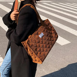 Corduroy Tote Bag for Women Winter Shoulder Handbags