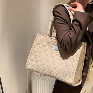 Corduroy Tote Bag for Women Winter Shoulder Handbags