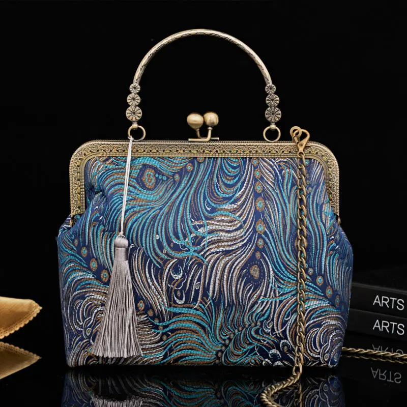 Shell Lock Women's Crossbody Bag Fringe Tassel Purse Chain Handbag